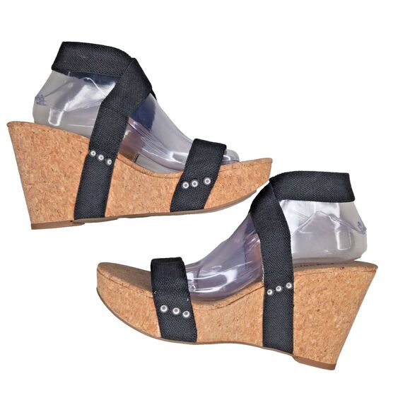 Lucky Brand Maxyne Platform Wedge Sandals Size 9.5 Slingback Cork Heel 12600 - Picture 8 of 10